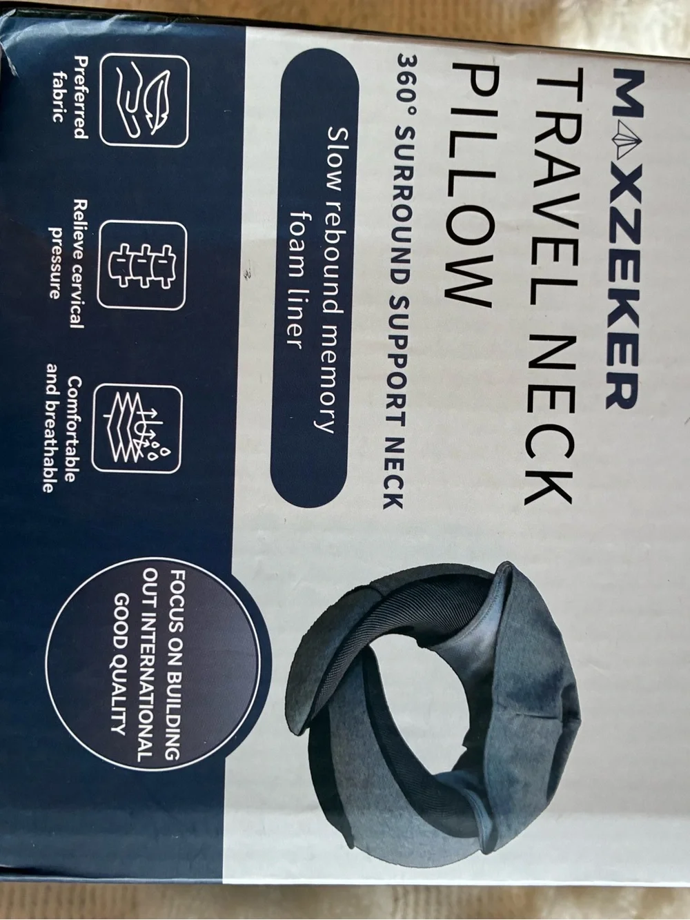 Gray Travel Neck Pillow - Memory Foam Support